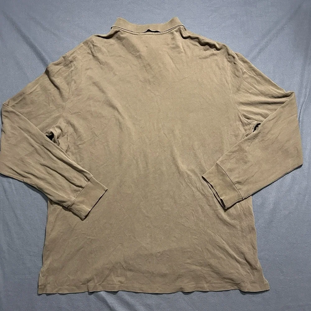 Ralph Lauren Polo Mens Brown‎ Long Sleeve Polo Shirt Size XL Custom Slim Fit
